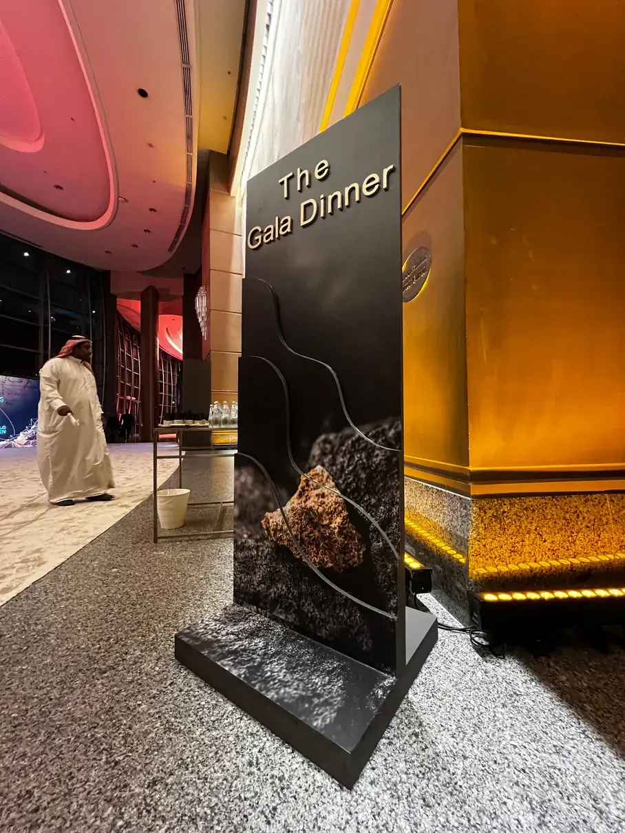 Gala dinner signage, Saudi Arabia · SevenPees