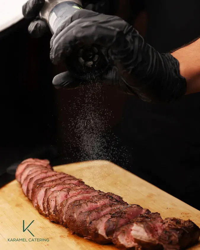 Steak food photography for Karamel Catering